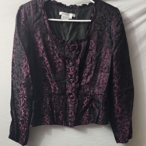 Vintage Gothic Victorian Maggy London Black and Purple Jacket